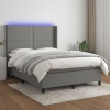 Cama box spring colchón y luces LED tela gris oscuro 140x200 cm