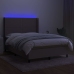 Cama box spring colchón y luces LED tela gris taupe 140x200 cm