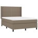 Cama box spring colchón y luces LED tela gris taupe 140x200 cm