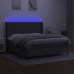 Cama box spring colchón y luces LED tela gris oscuro 160x200 cm