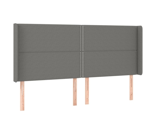 Cama box spring colchón y luces LED tela gris oscuro 160x200 cm