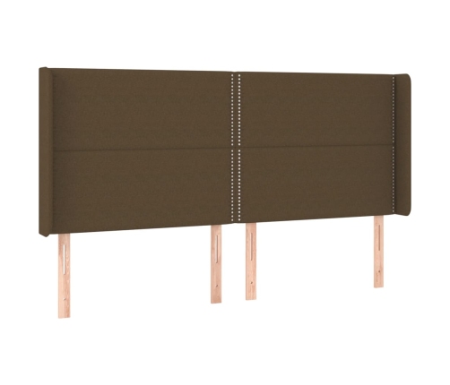 Cama box spring colchón luces LED tela marrón oscuro 160x200cm