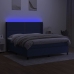 Cama box spring colchón y luces LED tela azul 160x200 cm