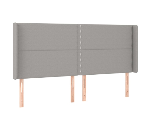 Cama box spring colchón y luces LED tela gris claro 180x200 cm