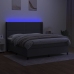 vidaXL Cama box spring colchón y luces LED tela gris oscuro 180x200 cm