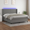 vidaXL Cama box spring colchón y luces LED tela gris oscuro 180x200 cm