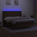 Cama box spring colchón luces LED tela marrón oscuro 180x200cm