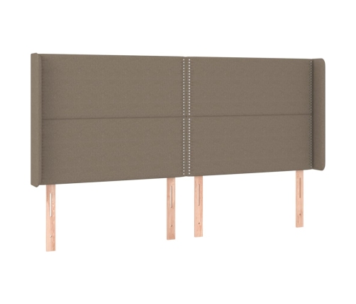 Cama box spring colchón y luces LED tela gris taupe 180x200 cm