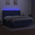 Cama box spring colchón y luces LED tela azul 180x200 cm