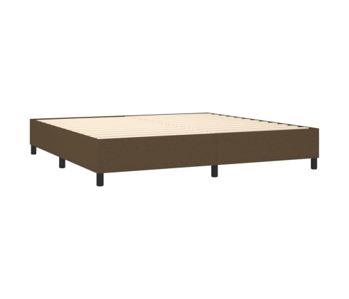 Cama box spring colchón luces LED tela marrón oscuro 200x200 cm