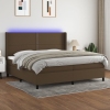 Cama box spring colchón luces LED tela marrón oscuro 200x200 cm