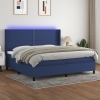 Cama box spring colchón y luces LED tela azul 200x200 cm