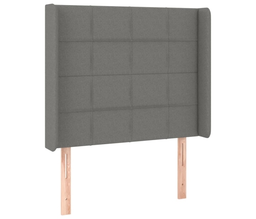 Cama box spring colchón y luces LED tela gris oscuro 80x200 cm