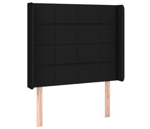 Cama box spring colchón y luces LED tela negro 80x200 cm