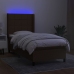 Cama box spring colchón y luces LED tela marrón oscuro 80x200cm