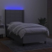 Cama box spring colchón y luces LED tela gris claro 90x190 cm