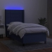 Cama box spring colchón y luces LED tela azul 90x200 cm