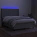 Cama box spring colchón y luces LED tela gris claro 140x190 cm