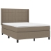 Cama box spring colchón y luces LED tela gris taupe 140x190 cm