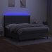 Cama box spring colchón y luces LED tela gris oscuro 160x200 cm