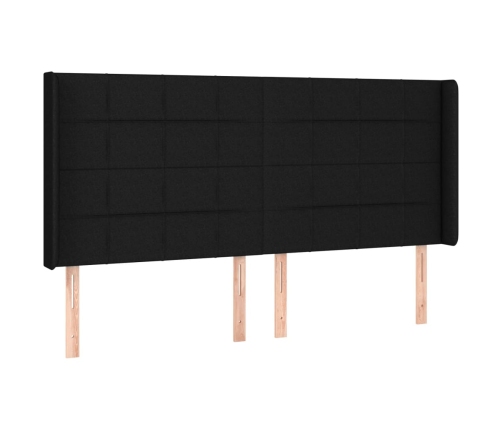 Cama box spring colchón y luces LED tela negro 160x200 cm