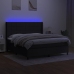 Cama box spring colchón y luces LED tela negro 180x200 cm