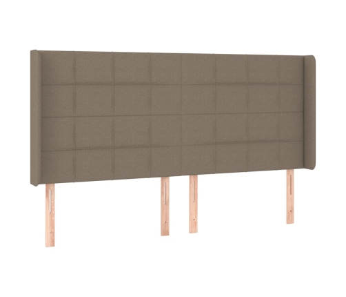 Cama box spring colchón y luces LED tela gris taupe 180x200 cm