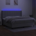 Cama box spring con colchón tela y LED gris claro 200x200 cm