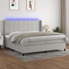 Cama box spring con colchón tela y LED gris claro 200x200 cm