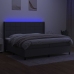 Cama box spring colchón y luces LED tela gris claro 200x200 cm