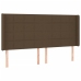 Cama box spring colchón luces LED tela marrón oscuro 200x200 cm