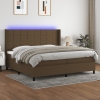 Cama box spring colchón luces LED tela marrón oscuro 200x200 cm