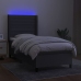 Cama box spring colchón y luces LED tela gris oscuro 80x200 cm