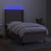 Cama box spring colchón y luces LED gris taupe 80x200 cm