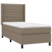 Cama box spring colchón y luces LED gris taupe 80x200 cm