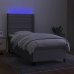 Cama box spring colchón y luces LED tela gris claro 90x190 cm