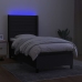 Cama box spring colchón y luces LED tela negro 90x200 cm