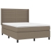 Cama box spring colchón y luces LED tela gris taupe 140x190 cm