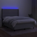 Cama box spring colchón y luces LED tela gris claro 140x200 cm