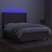 Cama box spring colchón y luces LED tela gris taupe 140x200 cm