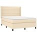 Cama box spring colchón y luces LED tela crema 140x200 cm