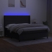 Cama box spring colchón y luces LED tela negro 160x200 cm