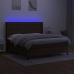 Cama box spring colchón luces LED tela marrón oscuro 160x200cm