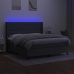 Cama box spring colchón y luces LED tela gris oscuro 180x200 cm