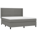 Cama box spring colchón y luces LED tela gris oscuro 180x200 cm