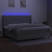 Cama box spring con colchón tela y LED gris claro 200x200 cm