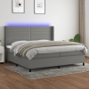 Cama box spring colchón y luces LED tela gris claro 200x200 cm