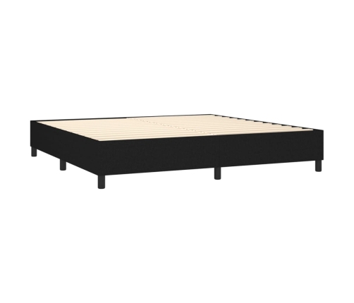 Cama box spring colchón y luces LED tela negro 200x200 cm