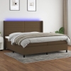 Cama box spring colchón luces LED tela marrón oscuro 200x200 cm