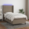 Cama box spring colchón y luces LED gris taupe 80x200 cm